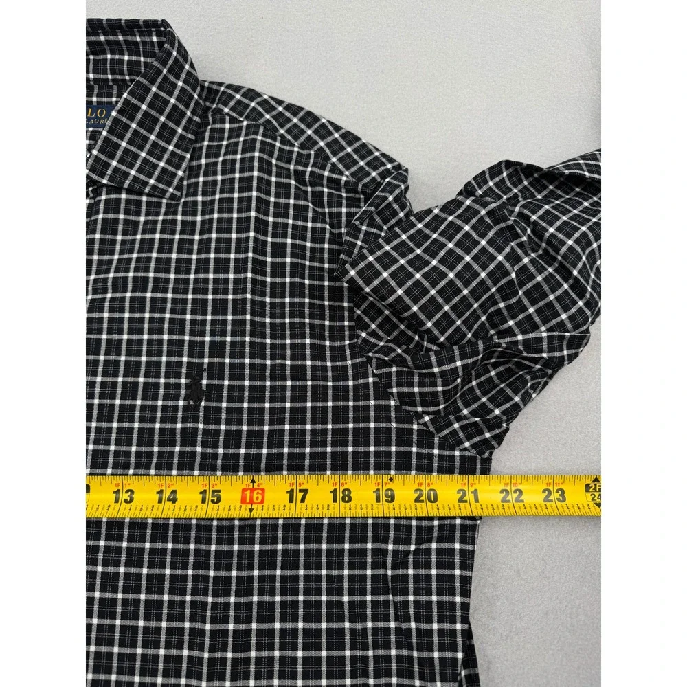 Polo Ralph Lauren Long Sleeve Button Down Shirt Men's M Black Plaid‎ Casual